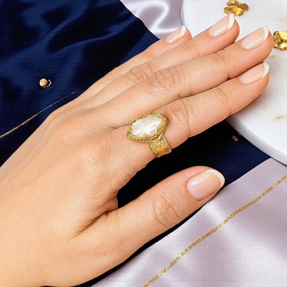 Boho Artisan Jewelry Set 18K Gold Plated Genuine Turquoise Baroque‎ Pearls - Picture 5 of 14